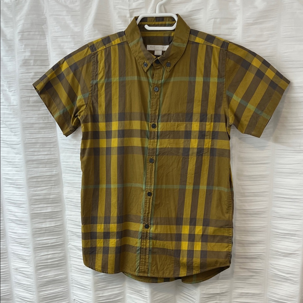 Burberry Kids Plaid Button Down Shirt - Brown and Yellow